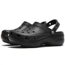 Crocs 透气孔套脚凉鞋，沙滩度假拖鞋，室内办公休闲鞋，闭趾 Croslite® 蜂窝树脂鞋面，吸震透气女鞋，适合日常穿着/建议选购小一码，206750-001 - 黑色 - 查看 4