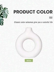 1pc White Plastic Circular Flower Vase Decoration, Simulated Dry Flower Decoration Vase, Artistic Vase For Floral Arrangements, Simple Living Room Exhibition Hall Decoration,Home Decor,Flower Vase,Centerpiece,Table Decor Gifts Birthday Graduation