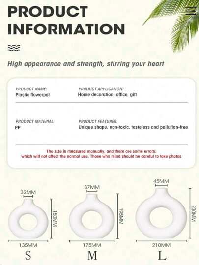 1pc Wit Plastic Circular Flower Vase ation, Simulated Dry ation Vase, Artistic Bloemen Arrangements, Living Room Exhibition Hall ation,Home ,Flower Vase,Centerpiece,Table Birthday Graduation Glass view 9