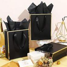 2 Pieces/5 Pieces/10 Pieces, Metal Paper Gift Bag With Handle And Paper Towel 9x 7x 3.1 Bridesmaid Welcome Gift Bag Thank You Christmas Thanksgiving Party Wedding Bride Pamper (Black/Pink/White), Gift Bag, Paper Gift Bag With Paper Towel, Women's Gift Bag With Handle Bridesma