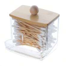 1pc Clear Acrylic Cleaning Swab Storage Jar - Organize And Store Cosmetic Cleaning Pads In A Stylish Way, Valentine's Day Gift, Perfect Bathroom Storage Jar,Home Decor ,Room Decor,Wall Decor