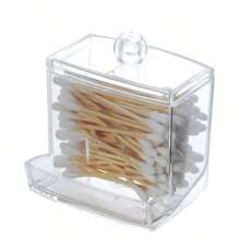 1pc Clear Acrylic Cleaning Swab Storage Jar - Organize And Store Cosmetic Cleaning Pads In A Stylish Way, Valentine's Day Gift, Perfect Bathroom Storage Jar,Home Decor ,Room Decor,Wall Decor