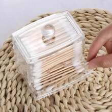 1pc Clear Acrylic Cleaning Swab Storage Jar - Organize And Store Cosmetic Cleaning Pads In A Stylish Way, Valentine's Day Gift, Perfect Bathroom Storage Jar,Home Decor ,Room Decor,Wall Decor