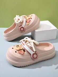 New Lace-Up Accessory Fashion Simple Hollow Out Sandals For Women, Elegant Lady Versatile Flat Platform Clogs - Pink - View 3