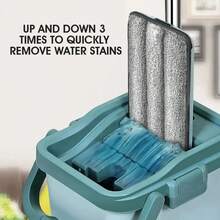 Flat Squeeze Mop With Bucket Hand Free Wringing Floor Cleaning Mop Microfiber Mop Pads Wet Or Dry Usage On Hardwood Laminate - 黑色 - 查看 5