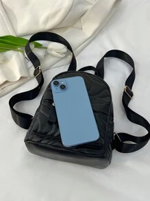 时尚休闲新款经典女士小背包，牛津皮革两用手提包和单肩包 - 黑色 - 查看 7