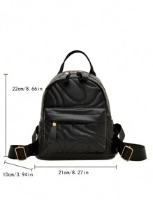 时尚休闲新款经典女士小背包，牛津皮革两用手提包和单肩包 - 黑色 - 查看 9