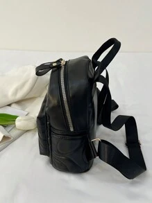 时尚休闲新款经典女士小背包，牛津皮革两用手提包和单肩包 - 黑色 - 查看 5