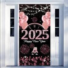 1 件 2025 新年玫瑰金装饰背景横幅适用于新年派对场地装饰 - 粉色 - 查看 5