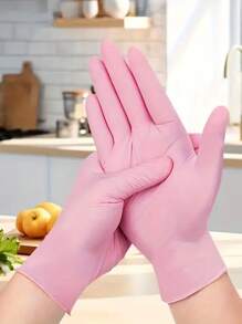 Powder-Free Disposable Light Pink Nitrile Gloves, Suitable For Kitchen, Bathroom, Bedroom, Salon, Tattoo And More - Baby Pink - View 5