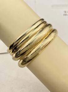4pcs/3pcs Vintage Punk Asymmetric Big & Chunky Bracelet Set, Women Timeless Beauty Cuff Bracelet, Everyday Wear Jewelry Accessory