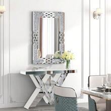 Sparkling Crystal Crush Diamond Accent Mirror For Wall Decorative Silver Mirrors - 90x60cm/ 35.4x23.6 inch - View 7
