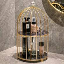Estantería de almacenamiento para jaula de pájaros, estantería para el escritorio de maquillaje y estuche para perfumes - Beis - Ver 5