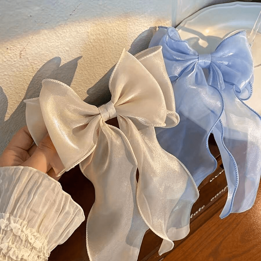 2pcs Hair Bow Barrette Organza Bowknot Hair Clip Sweet Hair Clip Solid Color Bow Clips Hair Accessories For Women Girls