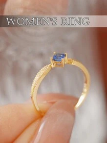 1 pieza Anillo de pareja de plata de ley 925 con diseño de rombo, regalo de San Valentín apto para uso diario de mujeres, joyería de compromiso y boda para San Valentín