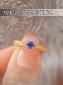 1 pieza Anillo de pareja de plata de ley 925 con diseño de rombo, regalo de San Valentín apto para uso diario de mujeres, joyería de compromiso y boda para San Valentín