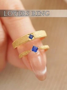 1 pieza Anillo de pareja de plata de ley 925 con diseño de rombo, regalo de San Valentín apto para uso diario de mujeres, joyería de compromiso y boda para San Valentín