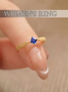 1 pieza Anillo de pareja de plata de ley 925 con diseño de rombo, regalo de San Valentín apto para uso diario de mujeres, joyería de compromiso y boda para San Valentín