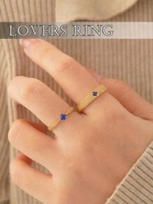 1 pieza Anillo de pareja de plata de ley 925 con diseño de rombo, regalo de San Valentín apto para uso diario de mujeres, joyería de compromiso y boda para San Valentín