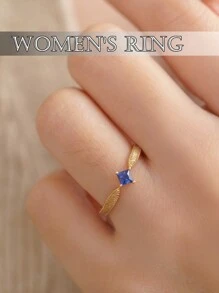 1 pieza Anillo de pareja de plata de ley 925 con diseño de rombo, regalo de San Valentín apto para uso diario de mujeres, joyería de compromiso y boda para San Valentín
