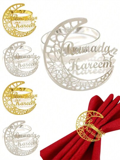 12 قطعة/6 قطع/2 قطعة من أطواق مناديل رمضان بشكل هلال
