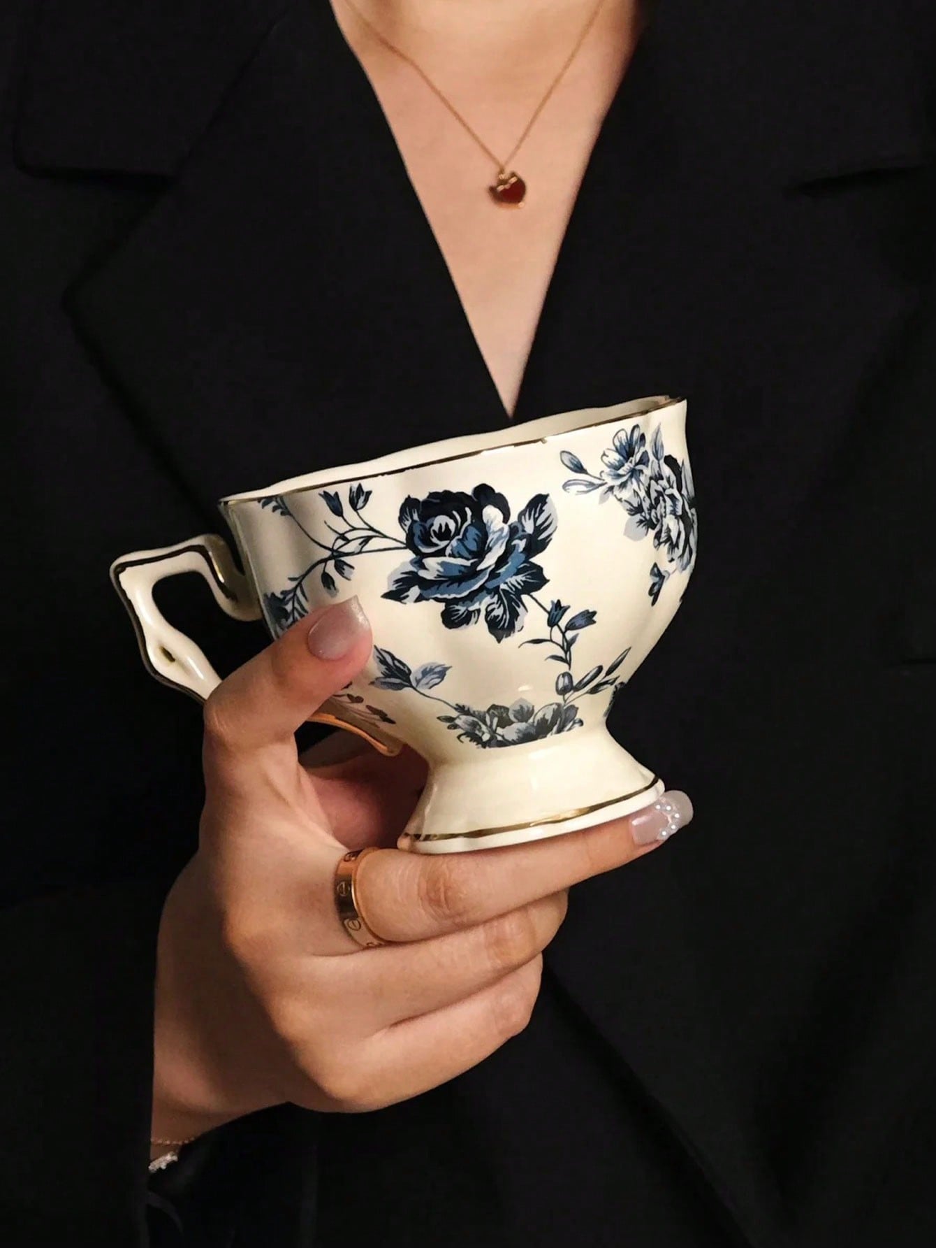 قطعة واحدة مجموعة كوب وصحن كلاسيكي فرنسي للشاي وال...