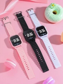 1pc Fashion LED Electronic Watch For Children & Teenagers, Displays Time & Date, Suitable As Back To School Or Christmas Gift For Girls & Boys