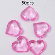 50pcs, Acrylic Heart Plastic Gems Valentine's Day Table Scatter Decoration Multi-Styles Decorations Vase Filler
