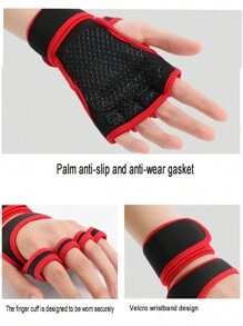 1pair Men And Women Fingerless Weightlifting Gloves, Weight Lifting Gloves With Wrist Wraps Comfortable Full Palm Protection Gym Workout Fitness Gloves Gym Accessories, Sport, Gym, Home Exercise, Women's Gym Gloves, Boxing Gloves, Gym Gloves, Gym Gloves, Men's Gym Gloves - Black - View 5