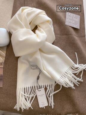 1pc Solid Women Scarf, Versatile High-Quality Faux Cashmere Solid Color Warm Tassel Scarf, Fashion Soft Shawl For Women, Suitable For Decoration And Keeping Warm Around Neck In Winter