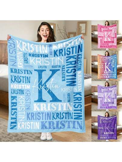 1pc Soft Fleece Fabric Personalized Name Custom Blanket, CComfortable, Multi-Purpose, Contemporary Style, All Seasons, Knit Weave, Craftsmanship- Ideal Gift For Family And Friends,Washable,Lightweight,Breathable, Funny,Cute,Love,Soft,Comfortable,Custom,Unique,Personalized,Ideal Gifts For Him,Ideal Gifts For Her,Ideal Gifts For Boyfriend,Ideal Gifts For Girlfriend,Ideal Gifts For Dad,Ideal Gifts For Mom,Ideal Gifts For Friends,Ideal Gifts For Family,Him,Her,Boyfriend,Girlfriend,Dad,Family,Mom,Friends,For Anniversaries,For Graduation,For Housewarming,For Weddings,For Birthdays,Car,Sofa,Tea Room,Living Room ,Forever Love