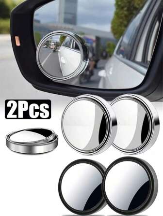2Pcs 360 Degree Adjustable Blind Spot Mirror Car Auxiliary Rearview Convex Mirror Round Frame Wide Angle Mirrors For Car Reverse