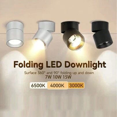 CANMEIJIA 可折叠嵌入式吸顶灯 LED 筒灯，可调光聚光灯，现代装饰吸顶灯，三色灯可切换，适用电压 185V-265V，适用于家庭/卧室/客厅/走廊/衣柜/商店/服装店/舞台/画廊/餐厅/酒吧