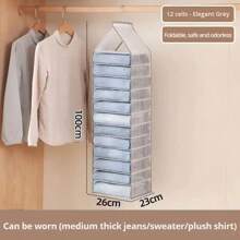 1pc Hanging Storage Bag For Pants Socks Hanging Closet - Beige - View 7