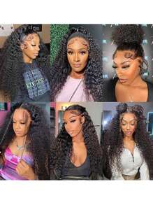 34 Inch Glueless Suitable For Various Races, Natural Color, Black, Deep Rolled Wig, Human Hair, 150% Density, Transparent 13X4 Front Lace Wig, Human Hair For Women, Baby Hair, Pre Pulled And Pre Cut Natural Hairline, High-Quality Daily Use For Women, Natural Beauty, Soft For Beginners Wig (8-34 Inch) Wig For Women