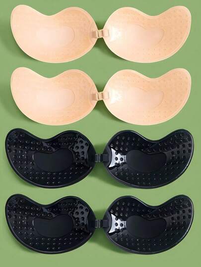 2pairs Invisible Push Up Sticky Bra Women Backless Strapless Bra Seamless Self-Adhesive Silicone Nipple Cover Sticker Wedding Dress Lingerie