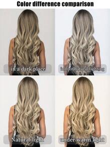 28-Inch Long Curly Wig With Bangs Ombre Golden-Brown Wigs For Women Synthetic Wigs For Daily And Party Use.