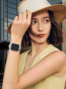 花卉雕刻表带，兼容 41mm、40mm、44mm、45mm、42mm、38mm、49mm、46mm 表带，女士款，可爱花朵双色柔软硅胶运动表带，兼容 Series SE、11、10、9、8、7、6、5、4、3、2、1、Ultra 型号。 - 灰/白色 - 查看 8