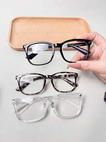 3pcs/Set Women's Square Black Glasses, Clear Lenses, Suitable For Reading And Daily Use Clear Glasses Accessories Glasses Accessories For Women - Multicolor - View 3