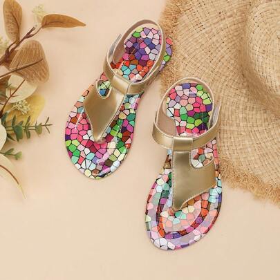 Girls Metallic Shiny Fashion Casual Breathable Lightweight Soft Sole Sandals