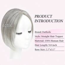 Hair Toppers For Women Real Human Hair, Black Hair Toppers For Women With Bangs Top Hair Extensions Hair Pieces For Thinning Hair Upgrade Lace Base Premium RemyHuman Hair Toppers - Grey - View 2