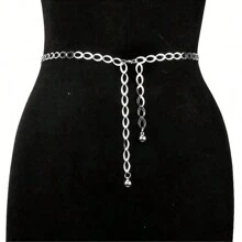 Vintage Metal Chain Belt, Women Fashion Accessory, Versatile Waist Chain Suitable For Dress, Jumpsuit, Blazer, Summer, Slim Waistline