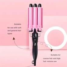 1pc 22mm Plug-In Triple Barrel Curling Iron For Wavy Hair, Egg Rolls Curling Wand, Multi Colors, Great Gift Choice