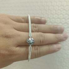 New S925 Pure Silver Round Ball, Heart, Butterfly, Fully Embedded Rhinestone Snake Bone Chain Bracelet, Suitable For Original DIY Bracelets, Fashionable Elegant Jewelry Gift For Women Birthdays - Pan's Bracelet - View 8