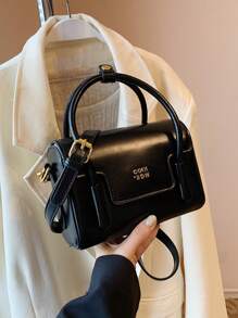 New High-Quality Simple Solid Color Maleta Handbag, Design Casual Crossbody Bag, Minimalist Solid Color Classic Dignified Shoulder Bag For Women, Office, Outing, Dating, Festival Gift - Black - View 7