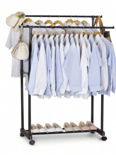 Perchero Rack Organizador Doble Closet Estantes Para Ropa,Estante Con Ruedas Para Fácil Desplazamiento.