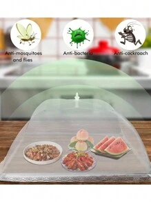 1 Stück Speisen Abdeckung aus Spitze und Mesh, extra großer faltbarer Fliegenabwehr-Schirm, staubdichtes Pop-up Lebensmittel Zelt, dekorative wiederverwendbare zusammenklappbare Speisen Abdeckung für Tisch, Lebensmittel Netze, Küchenhelfer Partys, Obst, Lebensmittel, Grillen, Picknick (Weiß)