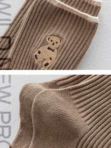 Esportes ao ar livre Aleatório 5 pares de meias de urso marrom de desenho animado