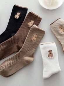 Esportes ao ar livre Aleatório 5 pares de meias de urso marrom de desenho animado