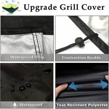 Funda para Parrilla BBQ, Cubierta Impermeable y Antipolvo para Weber, Funda Resistente para Charbroil, Cubierta Protectora para Barbacoa al Aire Libre - Redondo (58 x 71 cm) - Ver 5